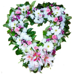 Wreath - Heart Pink,realistic flower bouquet 