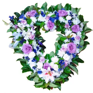 Wreath - Heart Purple,realistic flower bouquet 