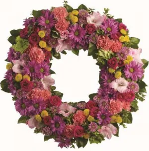 Wreath - Round Colourful,realistic flower bouquet 