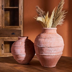 Yarrow Terracotta Vase,hand-painted ceramic vase