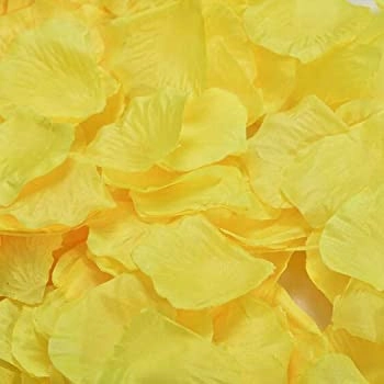 Yellow Silk Rose Petal realistic flower bouquet  