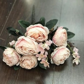 Yummy Close Head Roses Artificial Flower (blush pink) realistic flower bouquet  