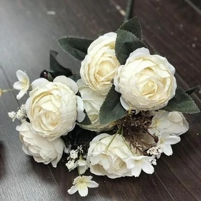 Yummy Close Head Roses Artificial Flower (cream)-YUM3 realistic flower bouquet  