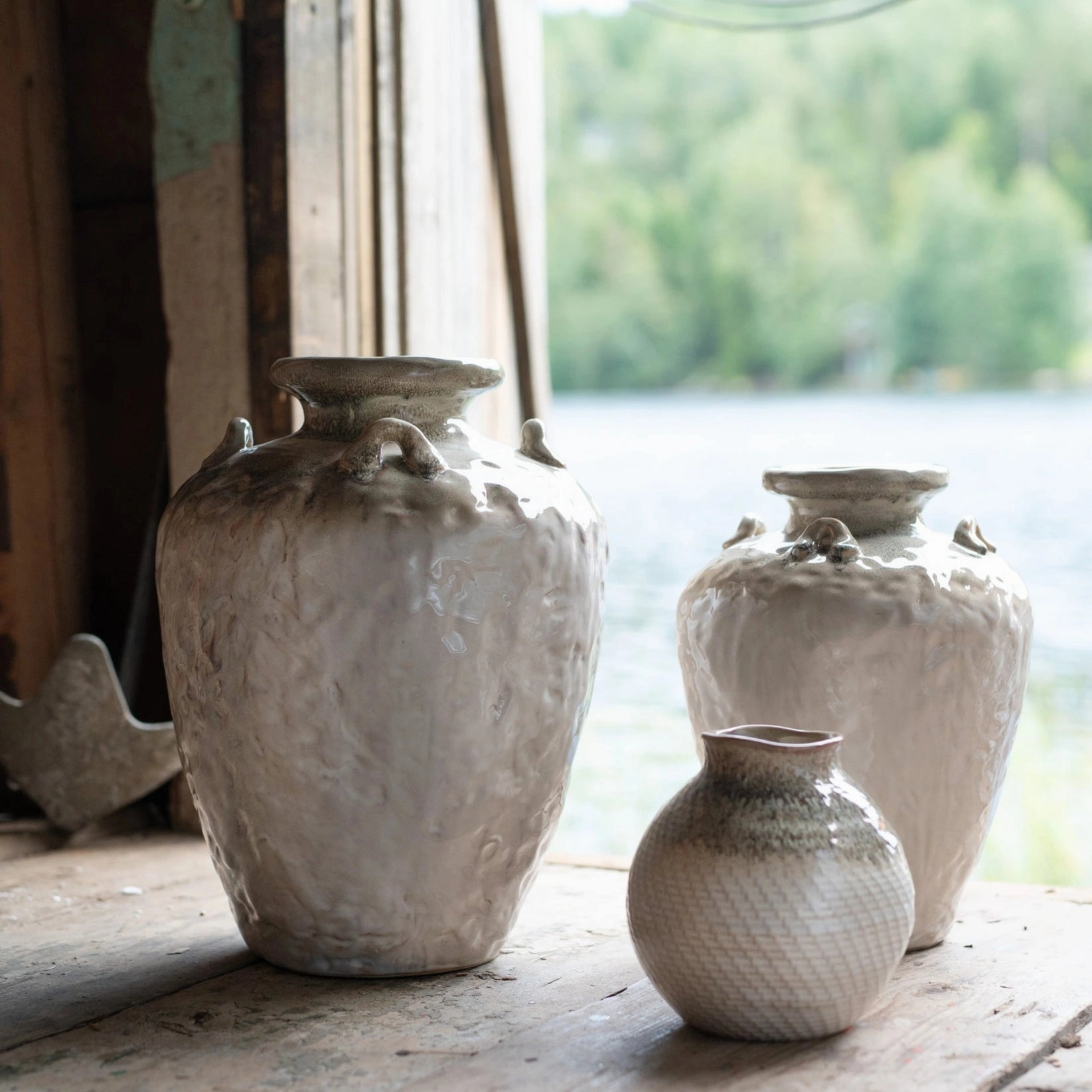 Zara Beige Melange Stoneware Glazed Vase 18cm