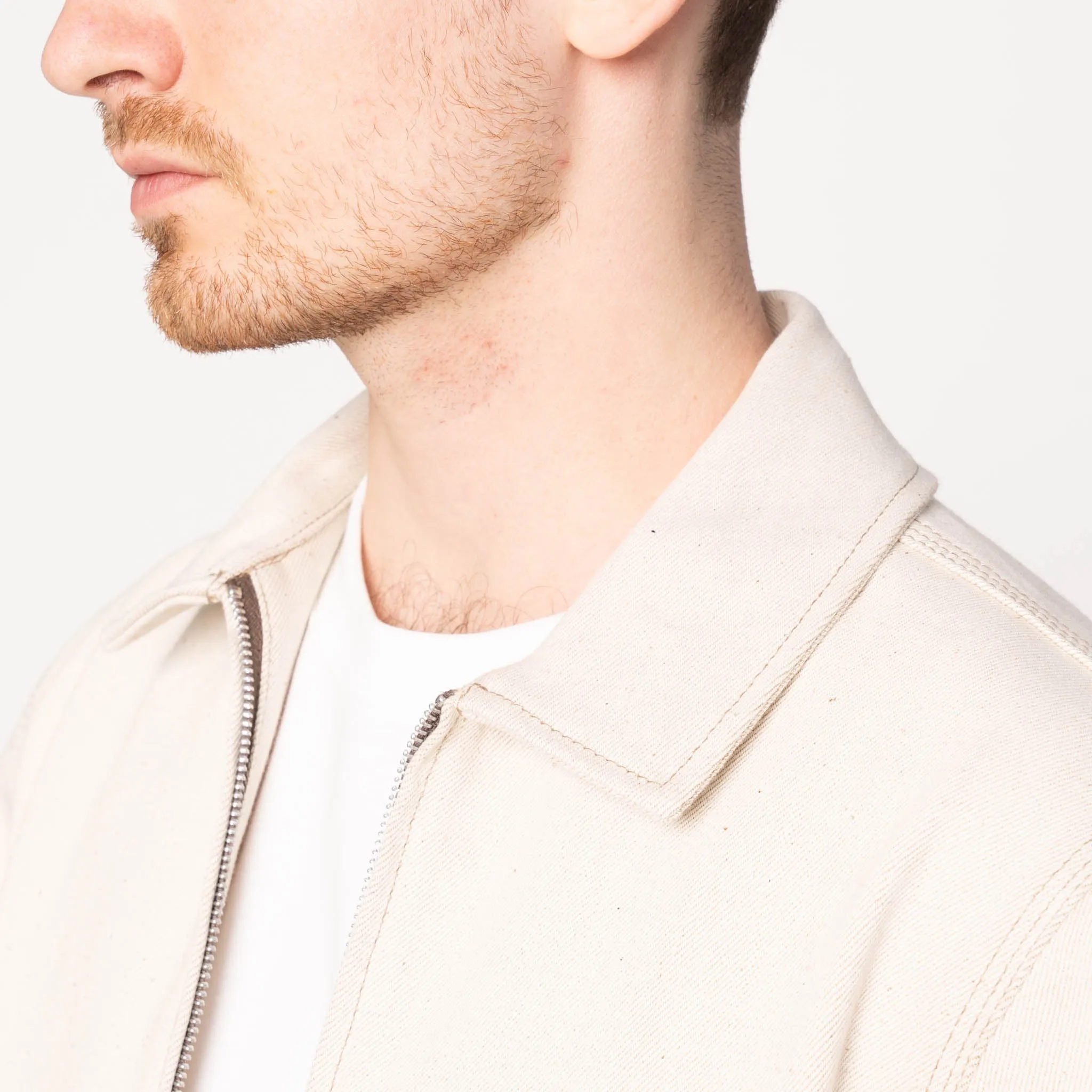 Zip Jacket - Vollständig natürliches Ecru Foxfibre® Selvedge