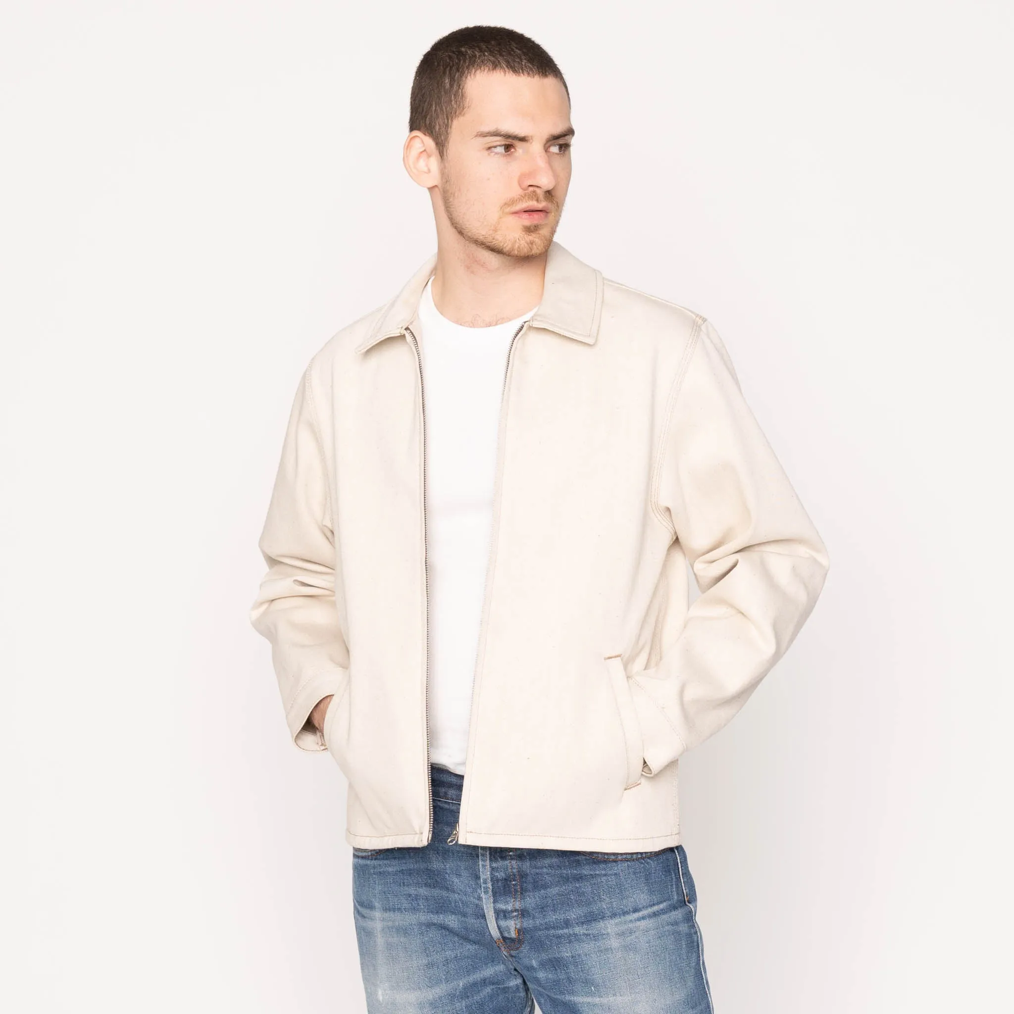 Zip Jacket - Vollständig natürliches Ecru Foxfibre® Selvedge